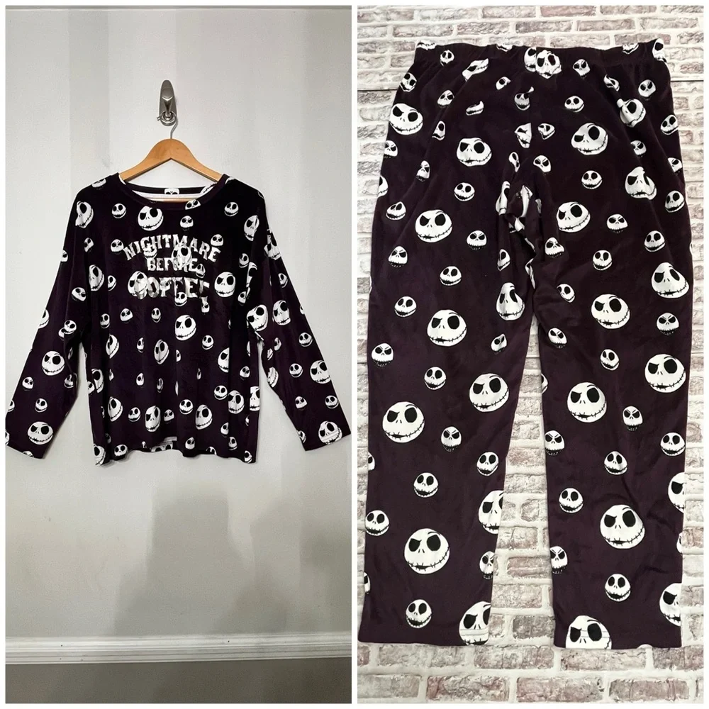 Disney Nightmare Before Xmas Pajama Set 2 Pc Velour Jack Women’s XL 16-18 Purple